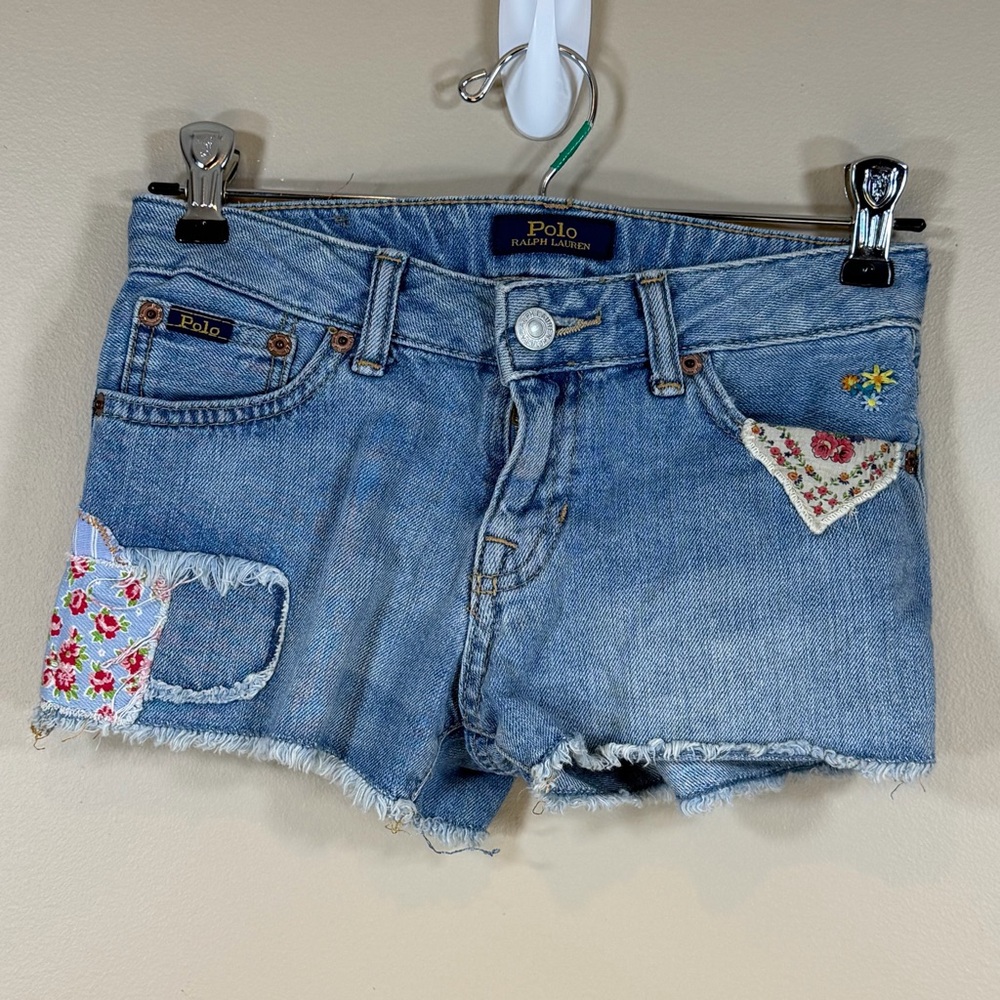 Ralph Lauren Girls Floral Patchwork Jean Shorts